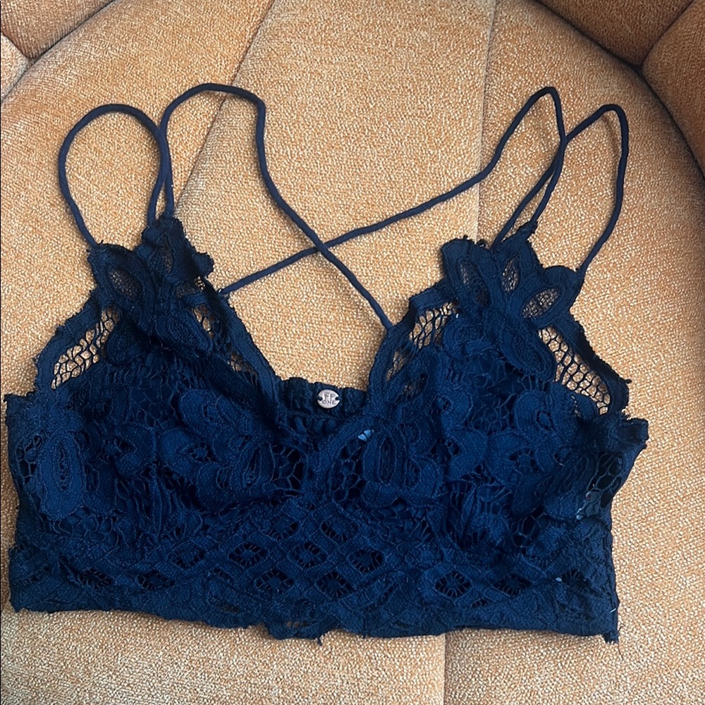 Free People Black Lace Bra with Elegant Details